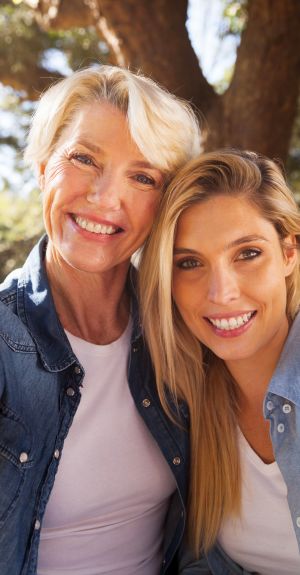 Mother and daughter taking selfie